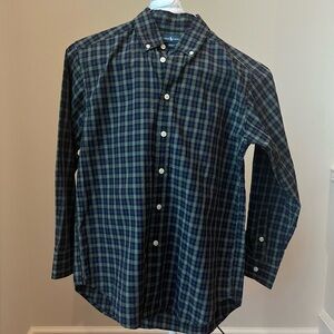 Ralph Lauren Boys Green Plaid Long Sleeve Button Up- M/10-12